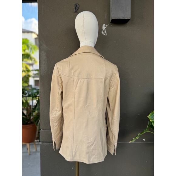 Vintage Leathers by New England USA Beige Deerskin Leather Jacket 8 Mid Western - Picture 2 of 8